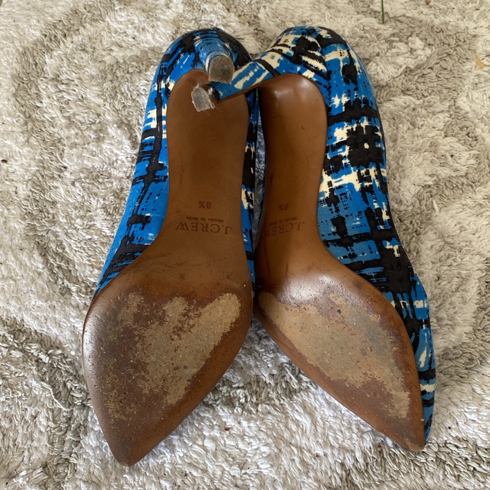 J. Crew Blue and Black Patterned Heels - Picture 4 of 4